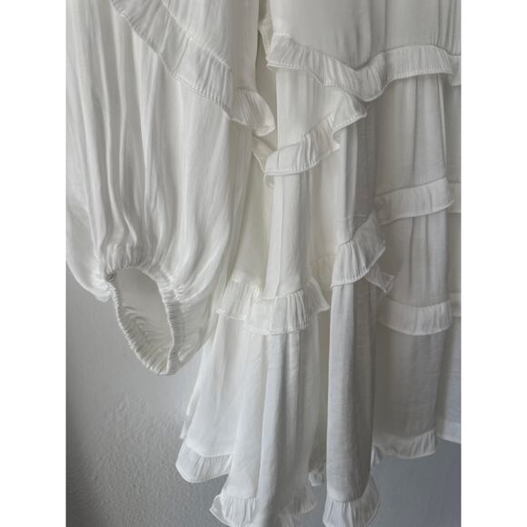 DB studio charmeuse ruffle mini dress back tie Perfect for a bride to be szL - Picture 12 of 16